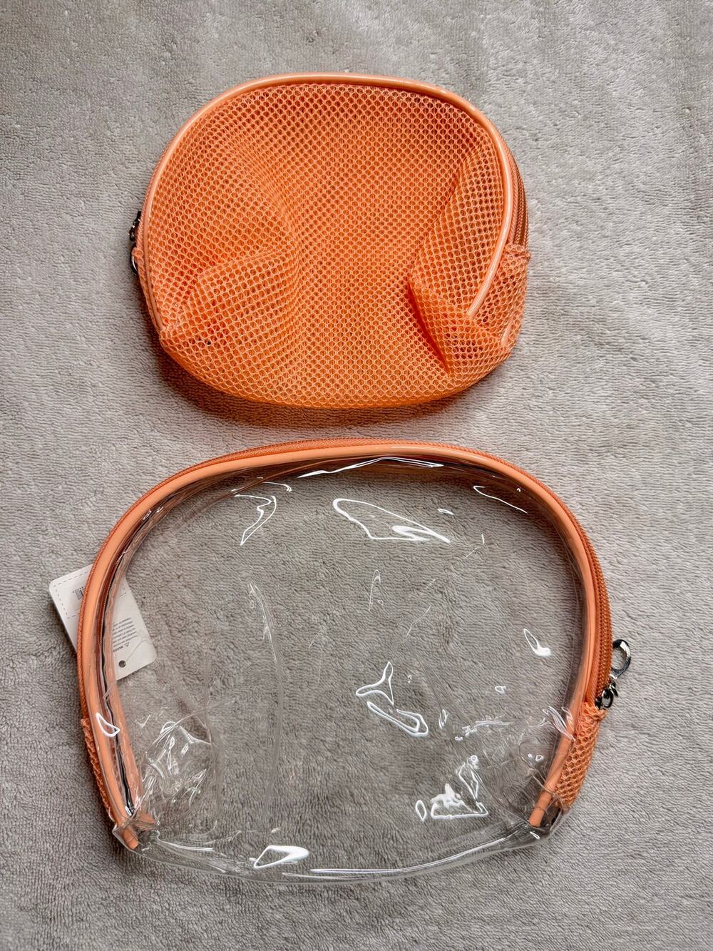 Toiletries Travel make up bag set of 2 sturdy one transparent one mesh
